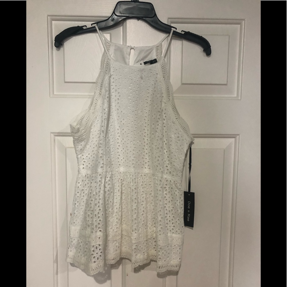 NWT White Lace Peplum Tank